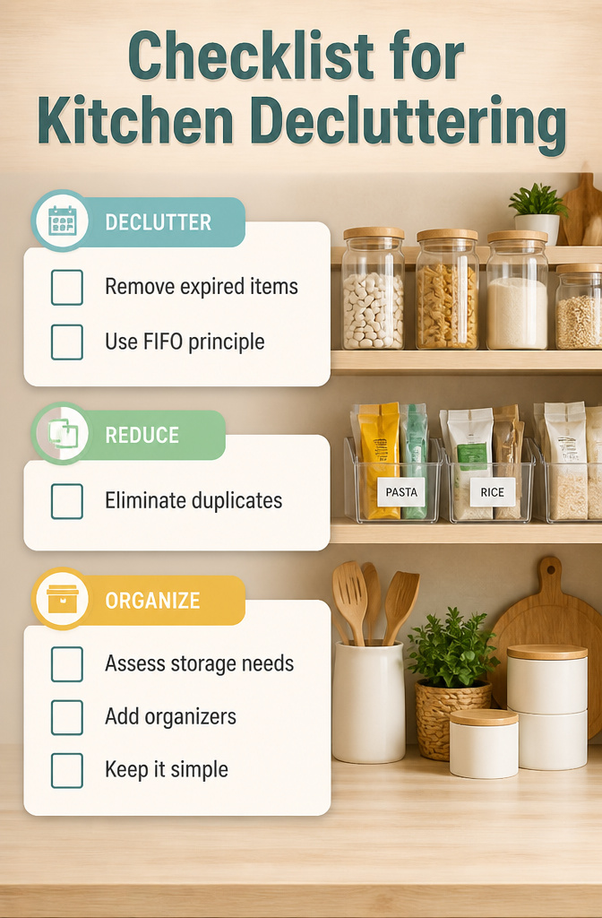 10 Kitchen Shelf Storage Ideas to Maximize Space in 2026 11 Checklist for kitchen decluttering displayed on a surface.