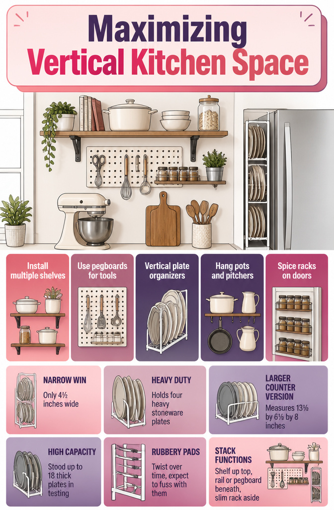 10 Kitchen Shelf Storage Ideas to Maximize Space in 2026 12 Vertical storage solutions implemented in a small kitchen.