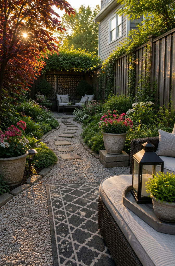 10 Little Backyard Ideas That Maximize Every Square Foot in 2026 13 A well-organized small garden with clear pathways and plantings.