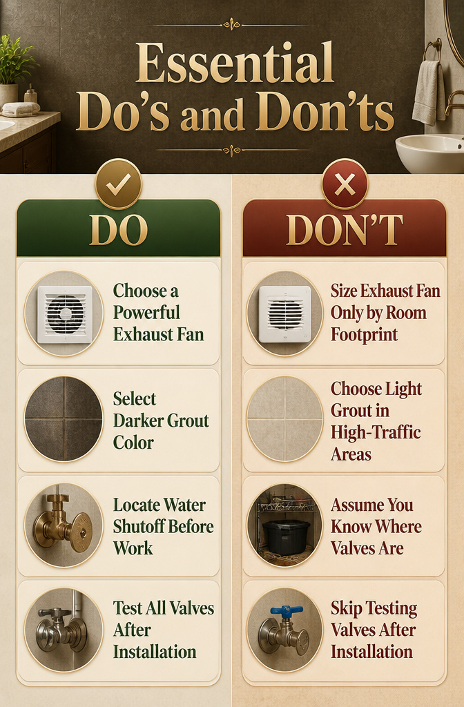 12 Downstairs Toilet Ideas for 2026: Fresh Research on Design 16 Image depicting essential do's and don'ts for bathroom renovations.
