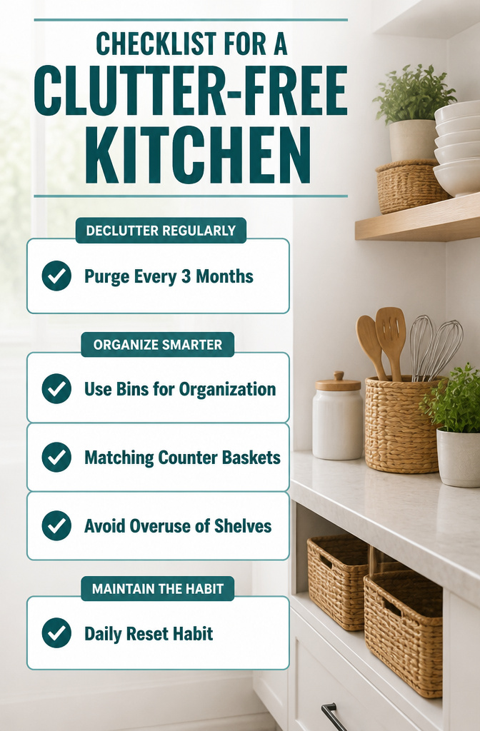 15 No Kitchen Cabinets Storage Ideas for 2026 18 A checklist for maintaining a clutter-free kitchen on display.