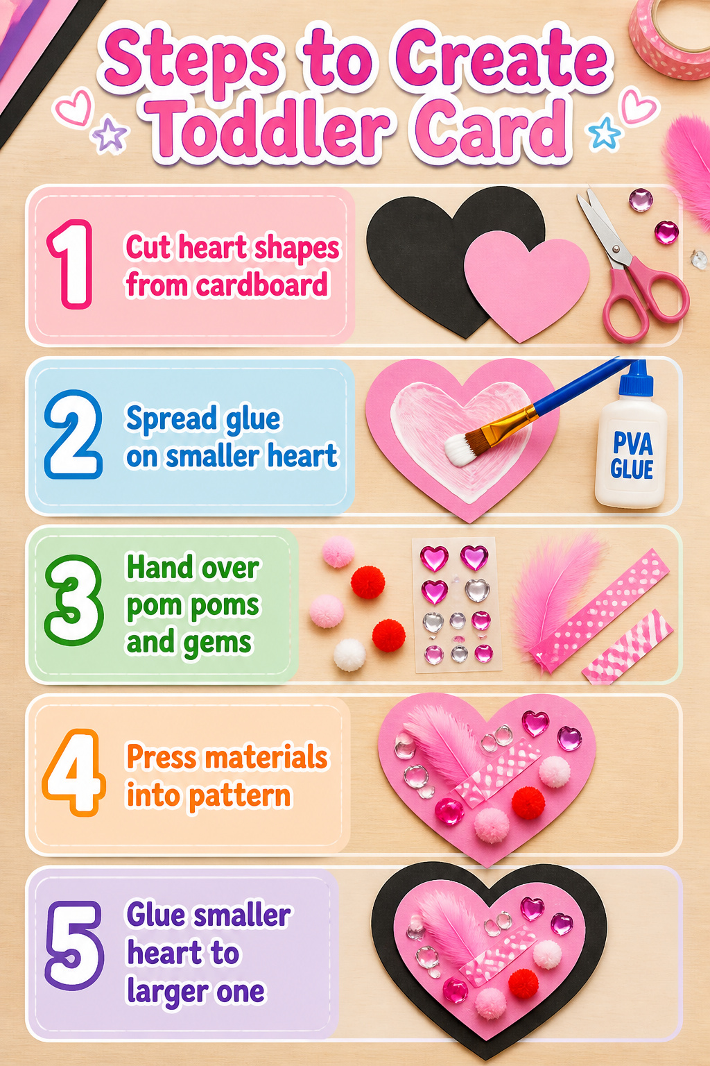 Baby Shower Card Heart Shaped Collage: Ideas for 2026 4 Instructions for making a toddler heart-shaped card with colored cardboard.