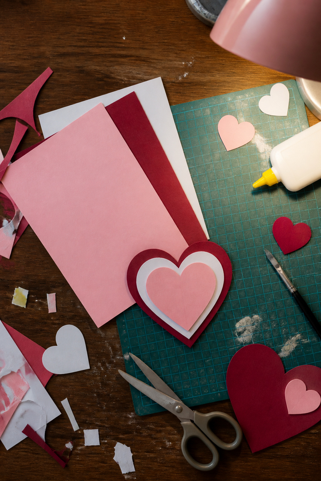 Baby Shower Card Heart Shaped Collage: Ideas for 2026 7 Materials for a heart-shaped collage including cardboard and PVA glue.