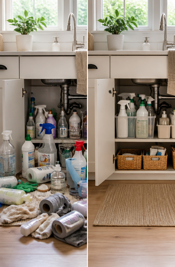 How to Organize Your Kitchen Sink Cabinet: 8 Ideas for 2026 9 An empty kitchen sink cabinet ready for organization.