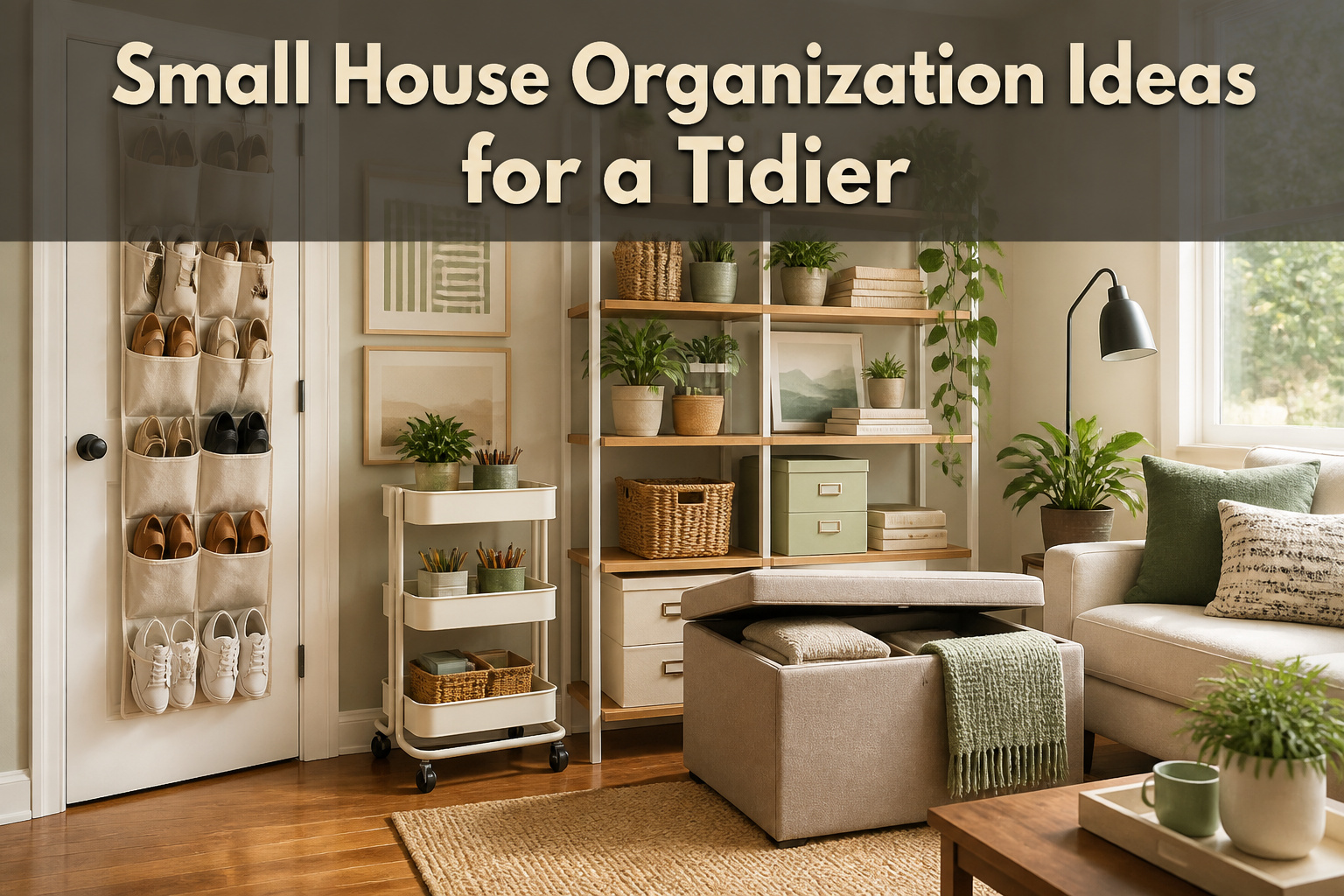 A well-organized small house showcasing various storage ideas.
