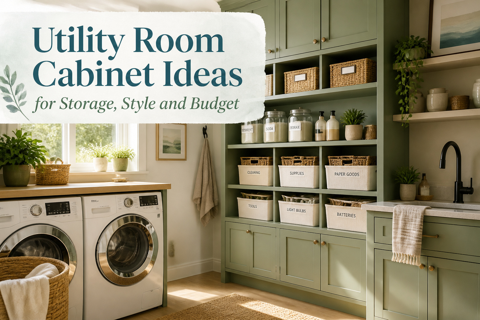 Stylish utility room cabinets showcasing various storage solutions and designs.